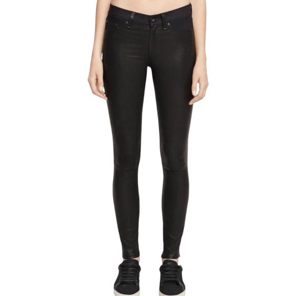 Rag & bone the legging in coated black Shimmer Stretch Jegging Women’s Size 24 - Picture 2 of 12